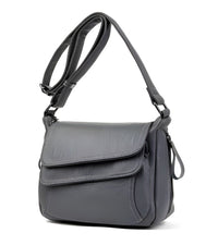 Borsa a tracolla in pelle con doppia patta | Pelle vegana con tracolla regolabile