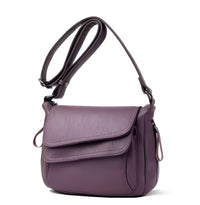 Borsa a tracolla in pelle con doppia patta | Pelle vegana con tracolla regolabile