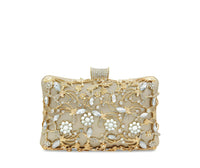 Embroidered Box Clutch Bag | Rhinestone Detail