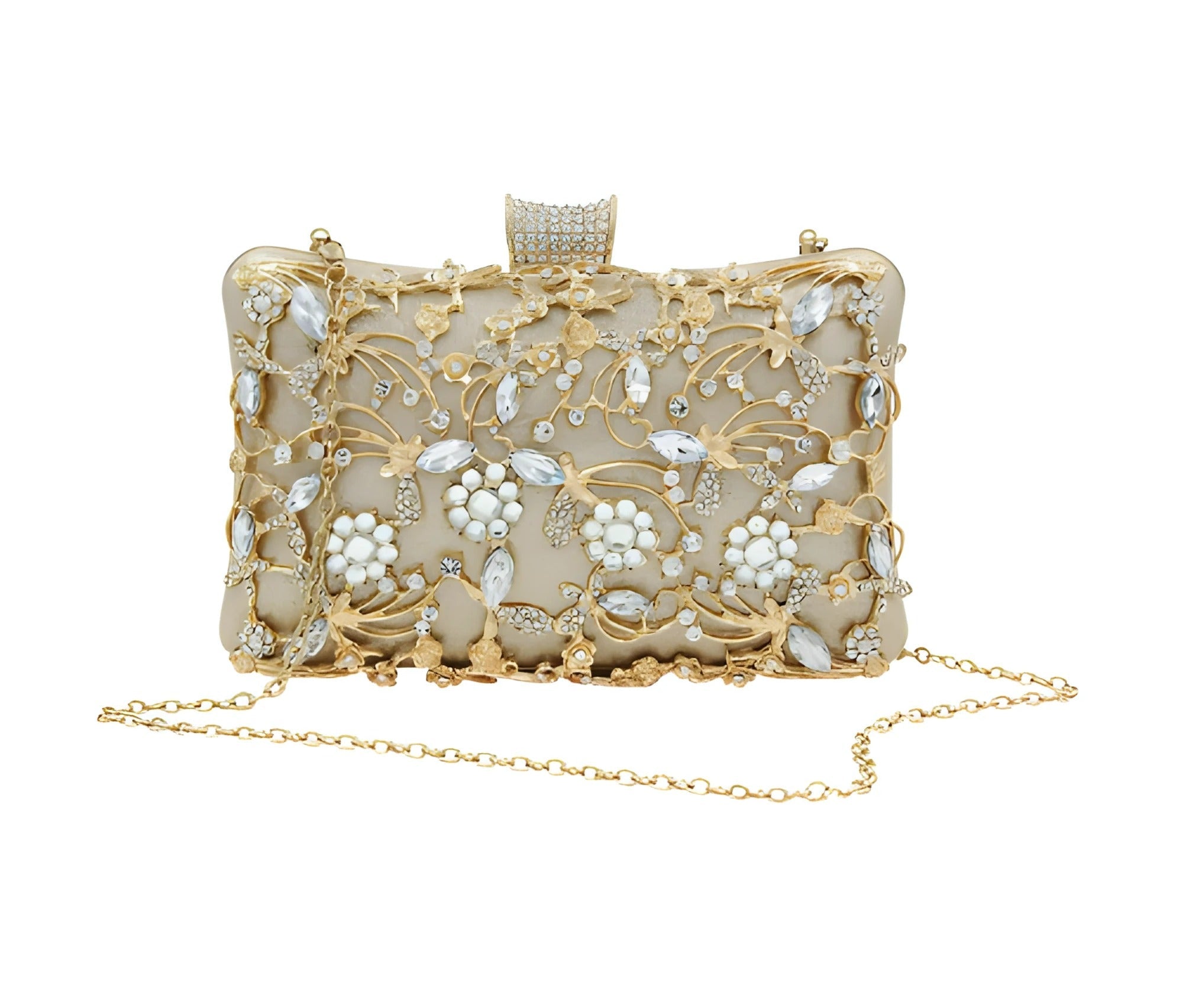 Borsa Pochette Rigida Ricamata | Dettagli con Strass