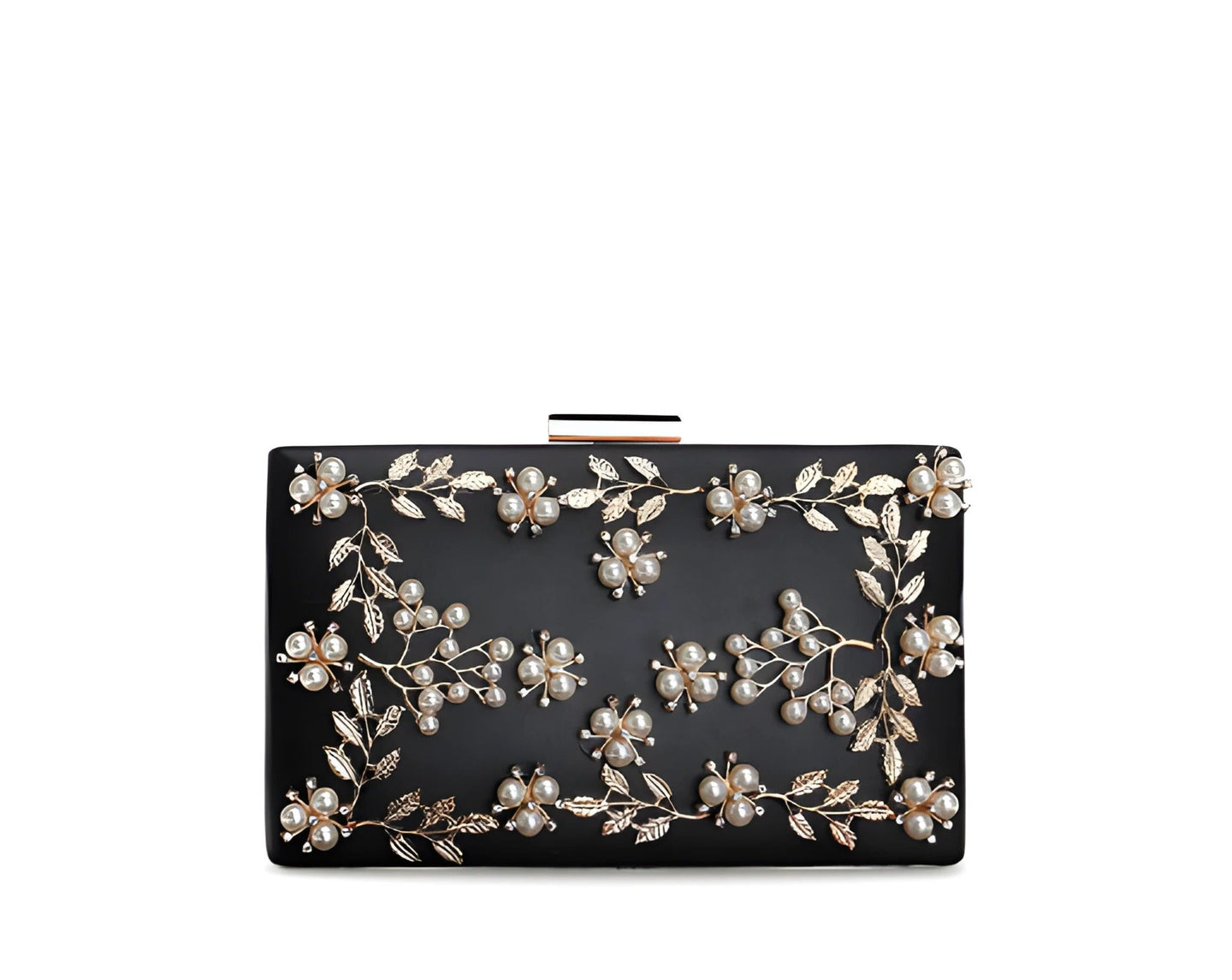 Clutch Bag Floreale con Perline | Tracolla Removibile