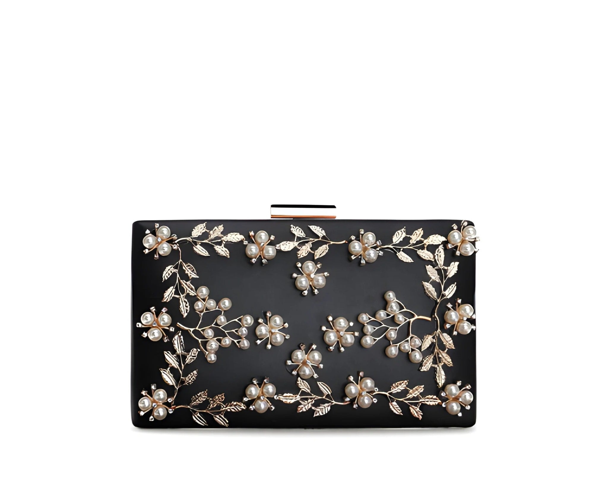 Clutch Bag Floreale con Perline | Tracolla Removibile