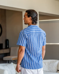 Camicia maniche corte a righe blu