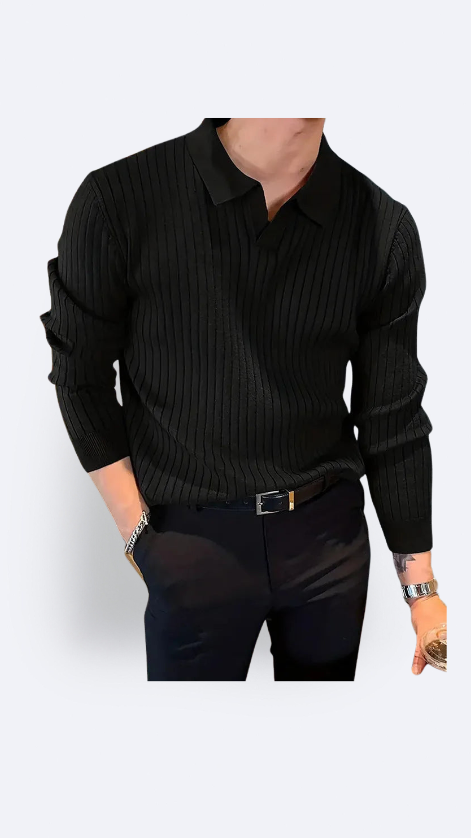 maglione a coste, maglione nero uomo, maglione casual uomo, maglione girocollo uomo, maglione autunno, pullover a coste, abbigliamento maschile, moda uomo autunno, maglieria uomo per stagione autunnale, stile maschile casual, outfit autunno uomo, pullover nero casual, moda pullover a coste, tendenza moda maschile, abiti uomo autunnali, maglia uomo casual per l'autunno, abbigliamento uomo nero