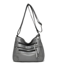 Borsa a Tracolla con Tasche Multiple e Tracolla Regolabile in Pelle Vegana