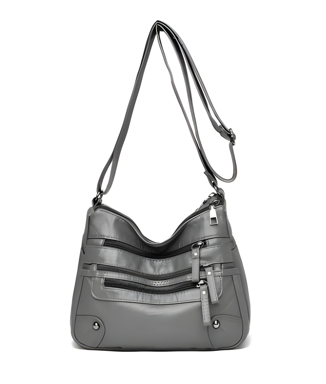 Borsa a Tracolla con Tasche Multiple e Tracolla Regolabile in Pelle Vegana