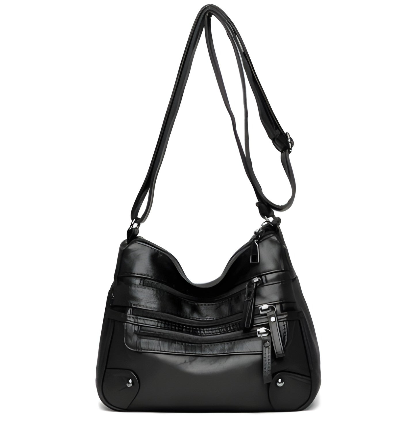 Borsa a Tracolla con Tasche Multiple e Tracolla Regolabile in Pelle Vegana