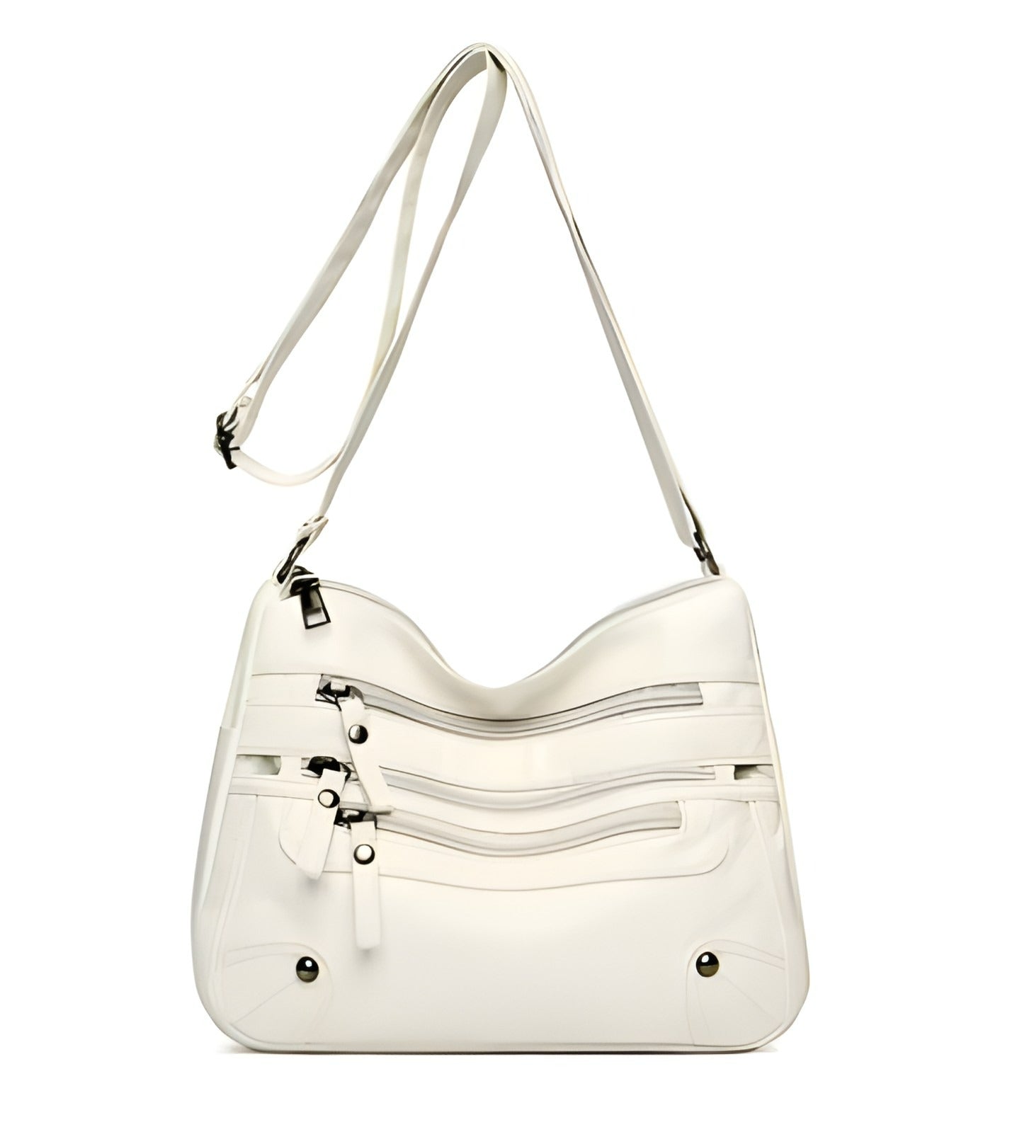 Borsa a Tracolla con Tasche Multiple e Tracolla Regolabile in Pelle Vegana