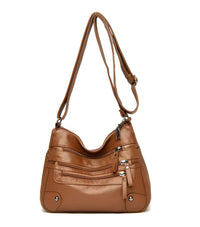 Borsa a Tracolla con Tasche Multiple e Tracolla Regolabile in Pelle Vegana