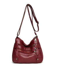 Borsa a Tracolla con Tasche Multiple e Tracolla Regolabile in Pelle Vegana