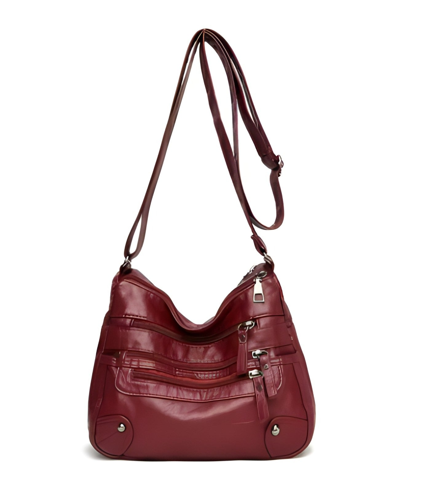 Borsa a Tracolla con Tasche Multiple e Tracolla Regolabile in Pelle Vegana