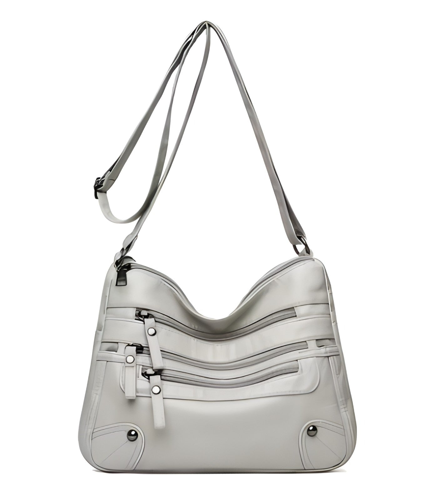 Borsa a Tracolla con Tasche Multiple e Tracolla Regolabile in Pelle Vegana