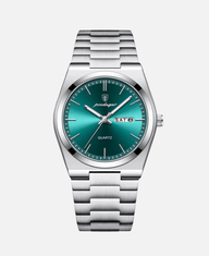 orologio da polso, orologio uomo acciaio, orologio elegante, orologio verde, orologio al quarzo, orologio impermeabile, orologio datario, orologio acciaio inossidabile, orologio analogico. Orologio da polso da uomo elegante in acciaio inossidabile con quadrante verde, movimento al quarzo, impermeabile, analogico, dotato di datario, pensato per un look sofisticato e moderno, adatto sia per uso quotidiano che occasioni formali.