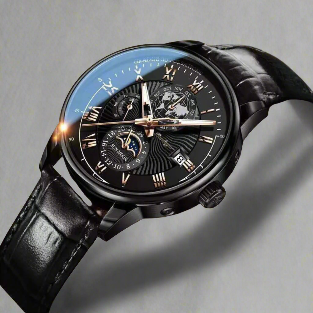 Eleganza e Funzionalità Quotidiana con Montre à Quartz Pour Homme Esprimi il tuo stile unico con il nostro orologio da uomo che combina sapientemente design minimalista e tecnologia moderna. Il suo quadrante nero pulito e il meccanismo a quarzo affidabile lo rendono un indispensabile accessorio, tanto estetico quanto pratico. Perfetto sia combinato con un abito elegante sia con un look casual, questo orologio si adatta a ogni situazione: in ufficio, fuori con gli amici o durante i weekend. 