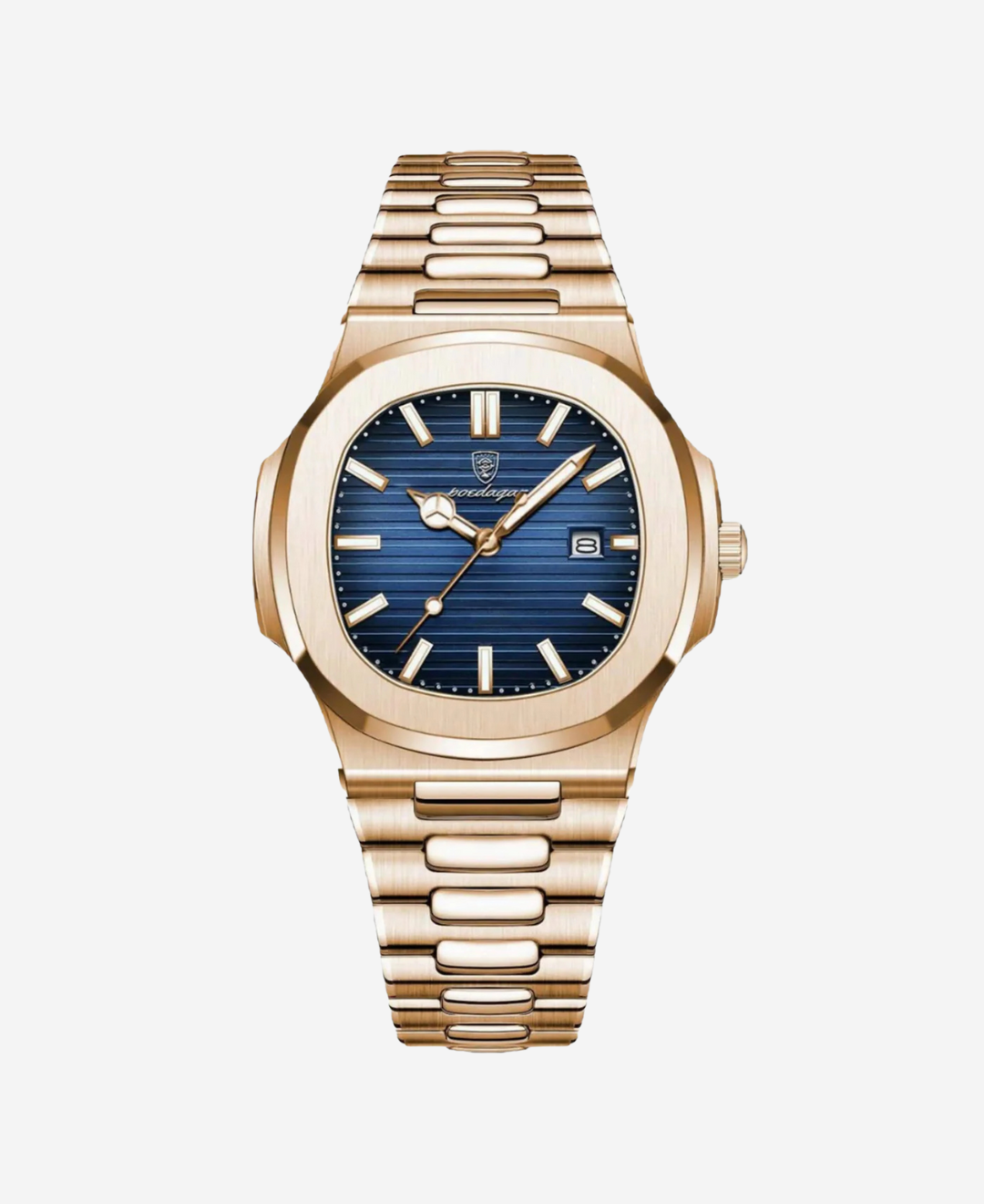 orologio di lusso, orologio placcato oro, orologio da polso uomo, orologio con quadrante blu, orologio elegante uomo, orologio automatico, orologio acciaio oro, orologio con data, orologio resistente all'acqua, orologio classico uomo