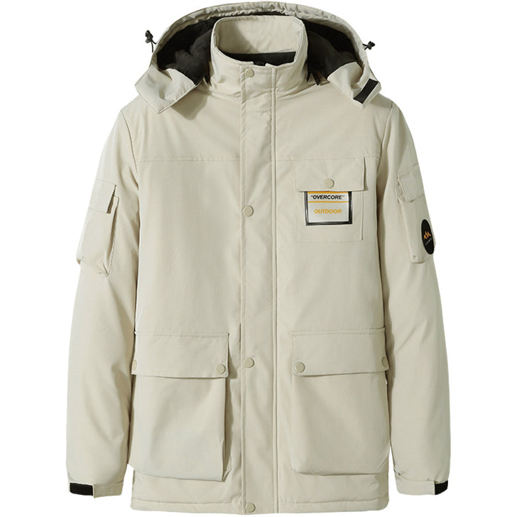 Giacca invernale spessa e pesante oversize uomo con cappuccio staccabile