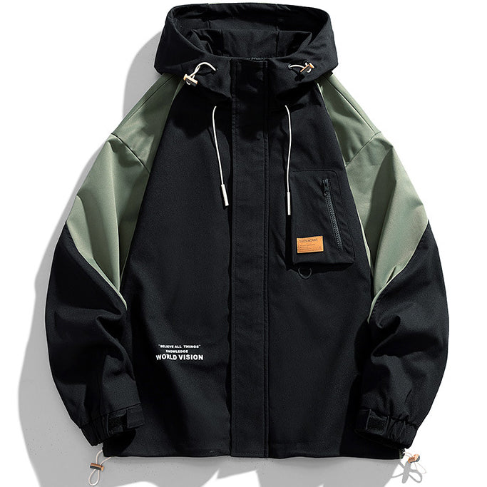 Giacca con cappuccio a blocchi di colore taglie forti uomo