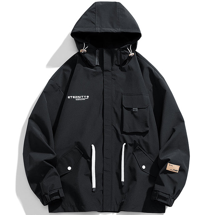 Giubbotto Taglie Forti con Cappuccio e Chiusura Lampo Uomo