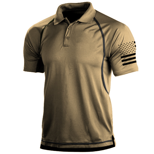 Testo alternativo: polo traspirante indossata da un uomo in un ambiente naturale, ideale per abbigliamento escursionistico e polo trekking; il capo presenta proprietà di asciugatura rapida ed è progettato per attività outdoor. Parole chiave: polo traspirante, abbigliamento escursionistico, polo asciugatura rapida, polo trekking, abbigliamento sportivo uomo.