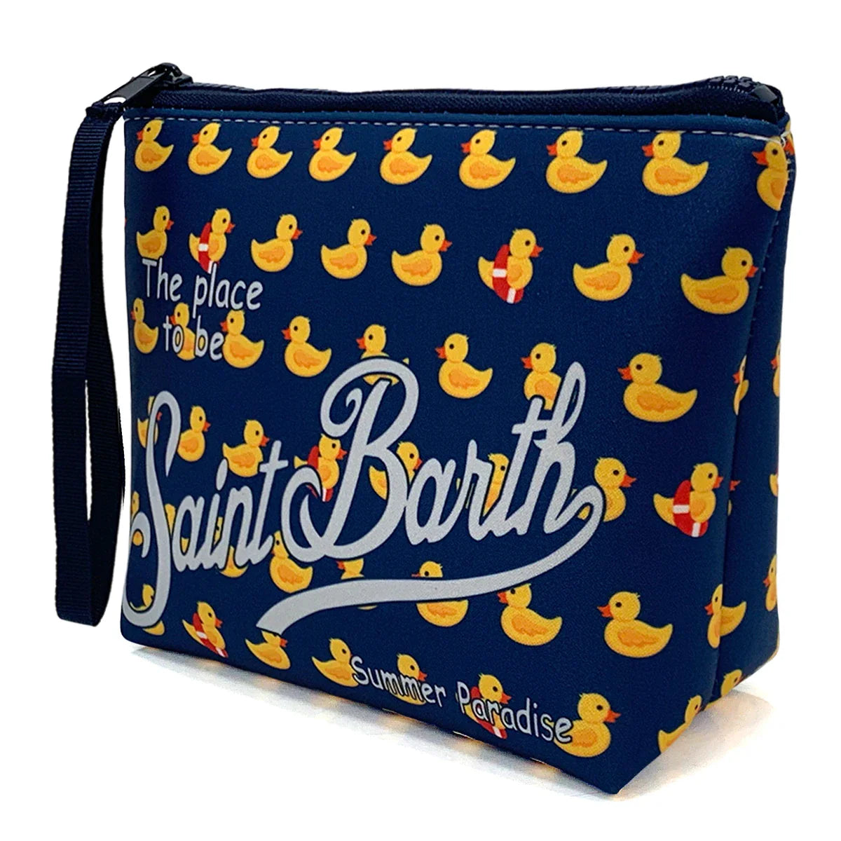 Pochette a righe con chiusura zip