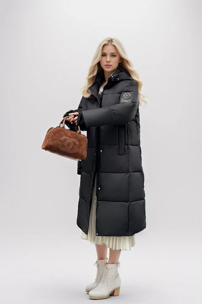 Amada® Manteau Long d'Hiver en Duvet avec Capuche pour Femme