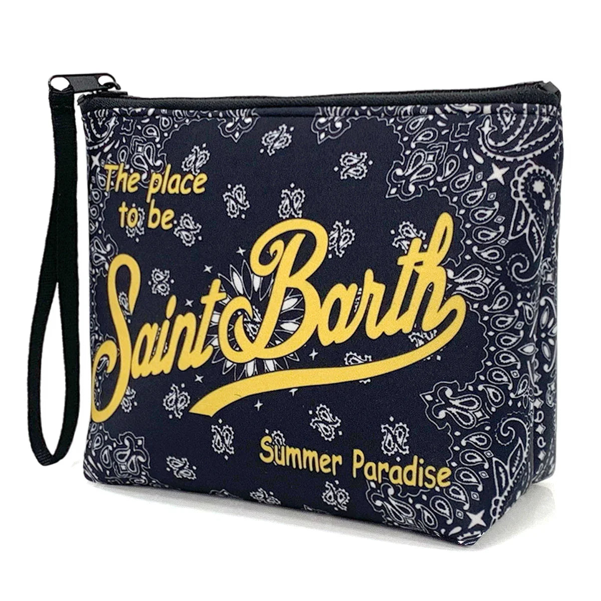 Pochette a righe con chiusura zip