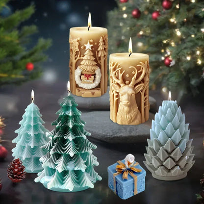 CandleArt® Élégante Forme de Bougies 3D de Noël pour Ambiances Festives