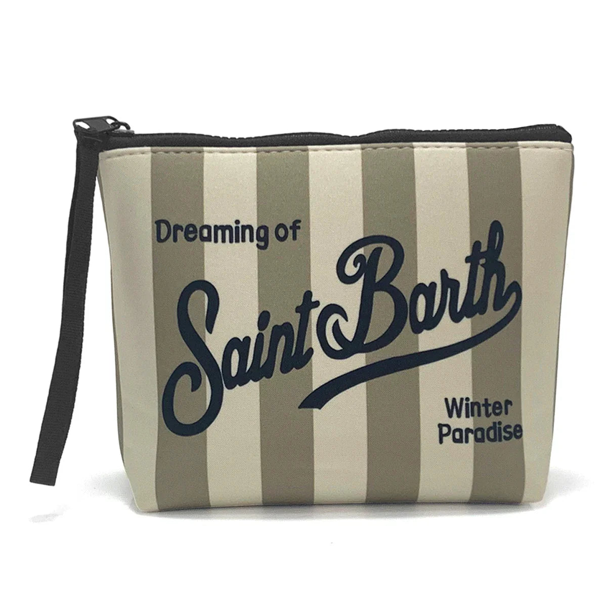 Pochette a righe con chiusura zip