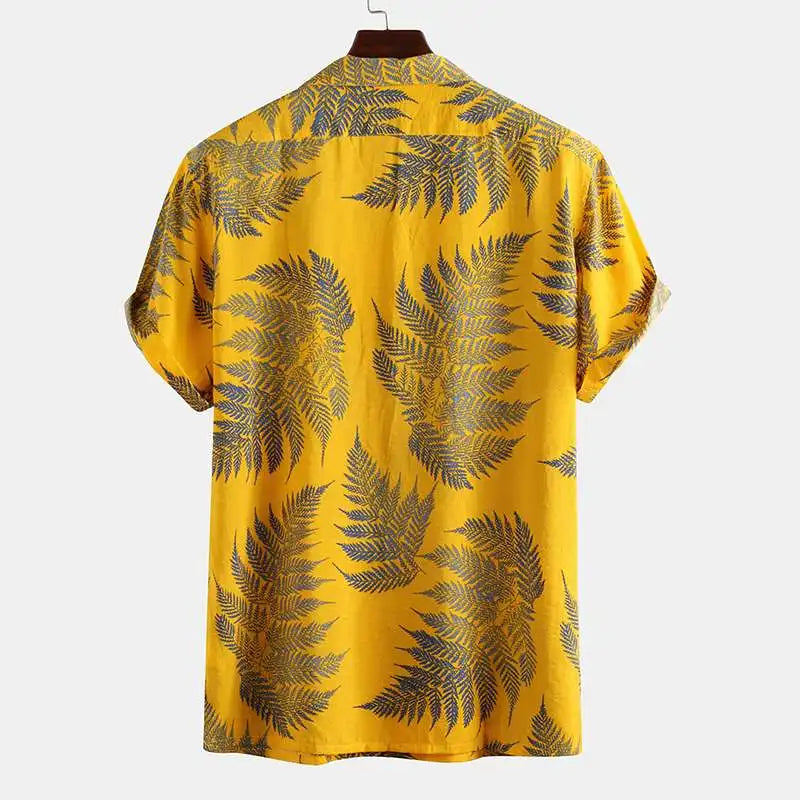 Camicia Tropicale con Stampa Foglie