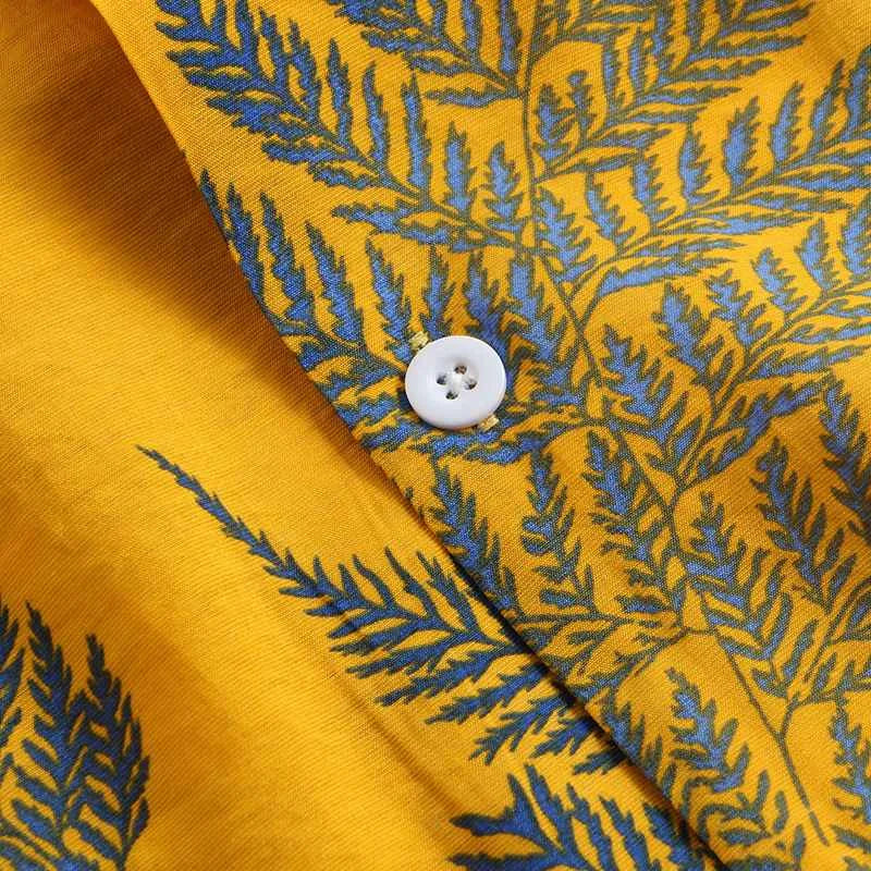 Camicia Tropicale con Stampa Foglie