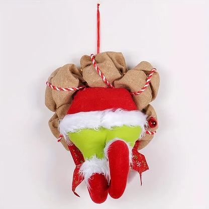 ElfElegance® Couronne de Noël Festive avec Pieds de Flanelle Charmants