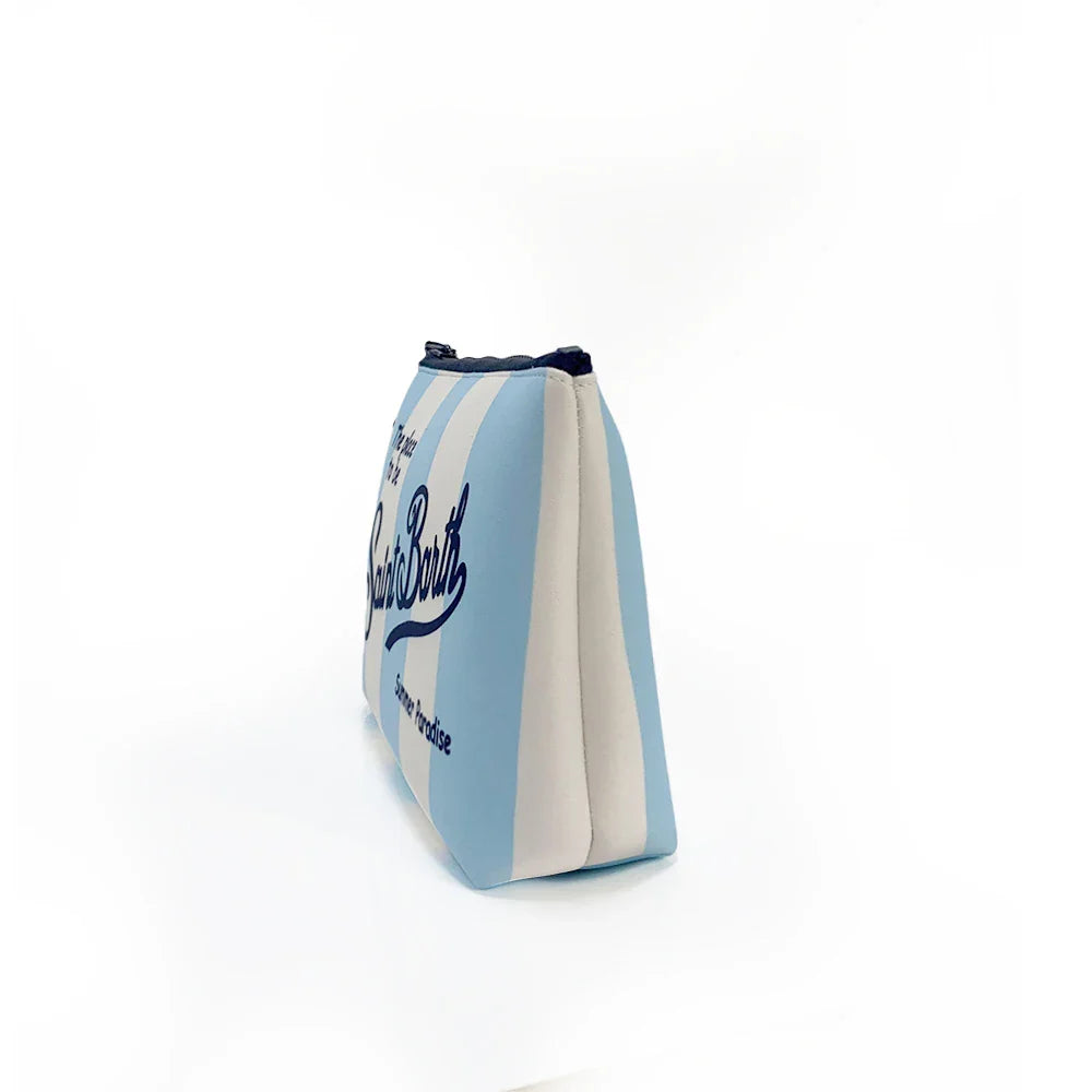 Pochette a righe con chiusura zip