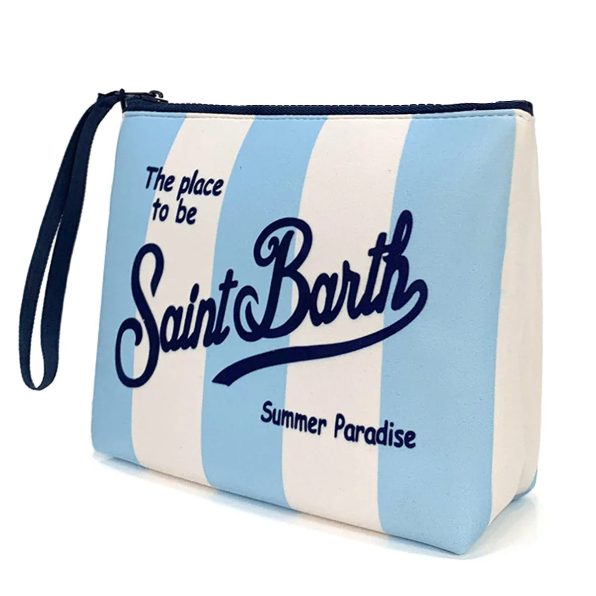 Pochette a righe con chiusura zip