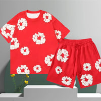 Pantaloncini in Cotone con Fiori 3D Stampati