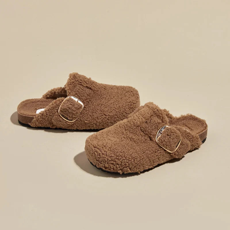 Alina® Chaussons épais en laine d'agneau, chauds