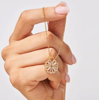 Collana 2 in 1 cuore e quadrifoglio per donna | Porta fortuna e pendente scintillante