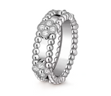 Anello Fascia con Perline e Trifoglio