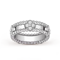 Anello Fascia con Perline e Trifoglio