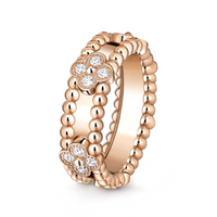 Anello Fascia con Perline e Trifoglio