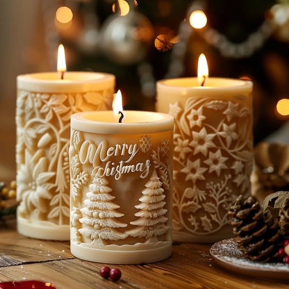 CandleArt® Élégante Forme de Bougies 3D de Noël pour Ambiances Festives