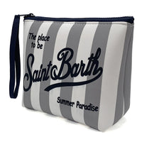 Pochette a righe con chiusura zip