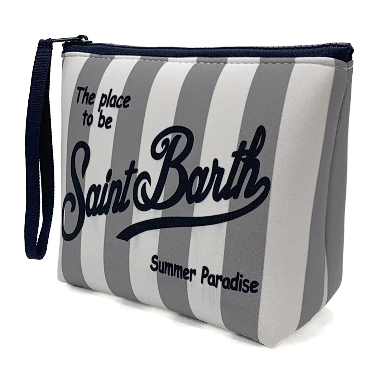 Pochette a righe con chiusura zip