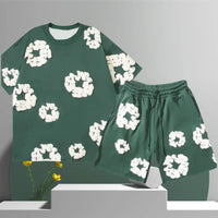 Pantaloncini in Cotone con Fiori 3D Stampati