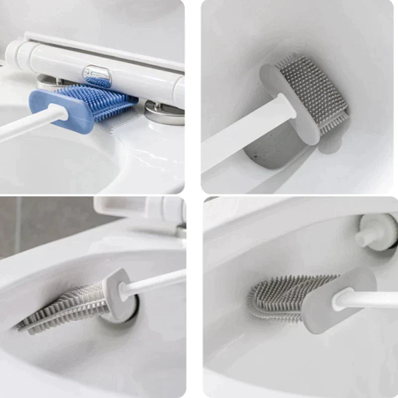 ChicHome™ Brosse de Toilette en Silicone avec Support Mural