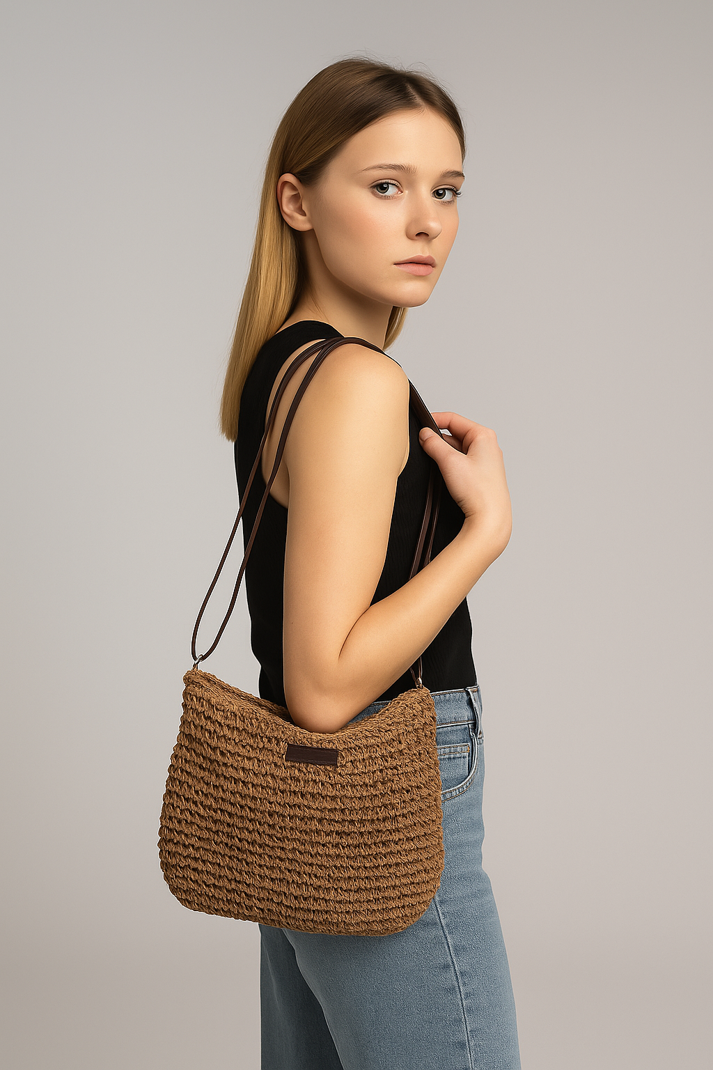 Borsa tracolla intrecciata con chiusura sicura