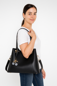 Borsa a tracolla con cerniera superiore | Accento ciliegia con tracolla convertibile