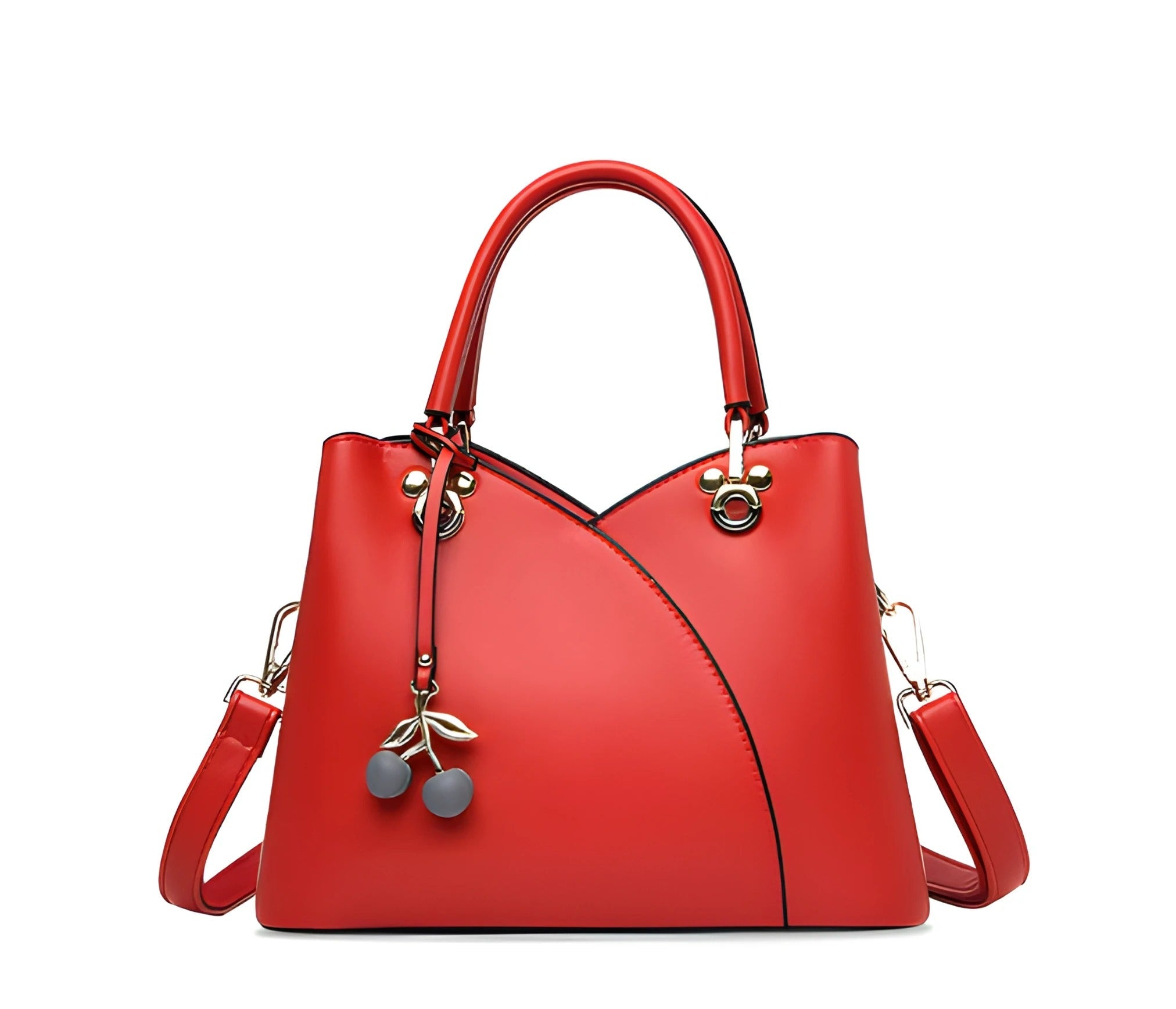 Borsa a tracolla con cerniera superiore | Accento ciliegia con tracolla convertibile