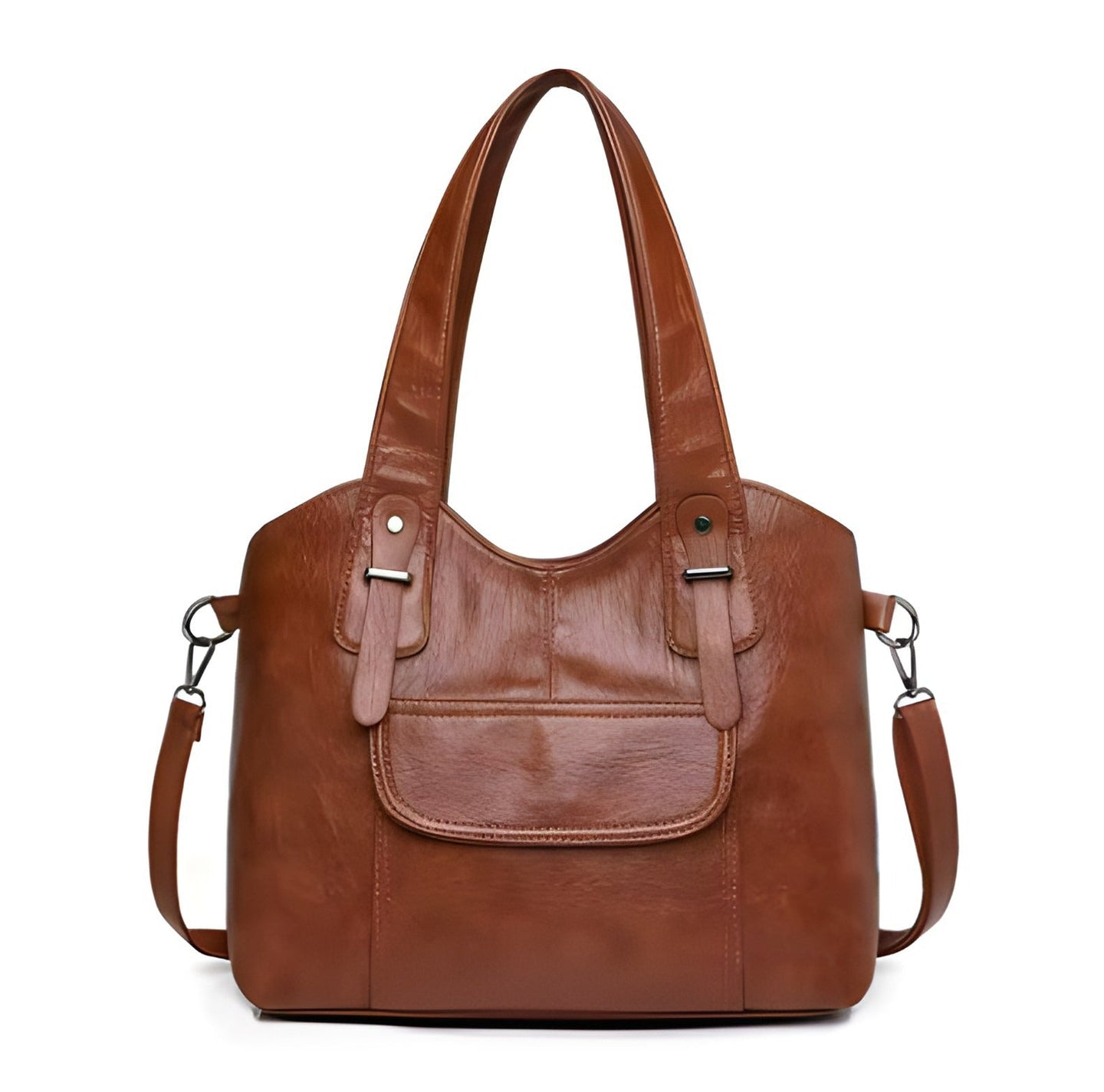 Borsa a Spalla in Pelle Vegana | Tracolla Regolabile con Ampia Tasca Frontale