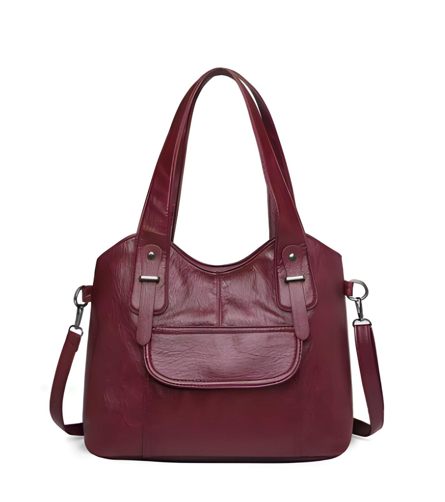 Borsa a Spalla in Pelle Vegana | Tracolla Regolabile con Ampia Tasca Frontale