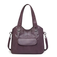Borsa a Spalla in Pelle Vegana | Tracolla Regolabile con Ampia Tasca Frontale
